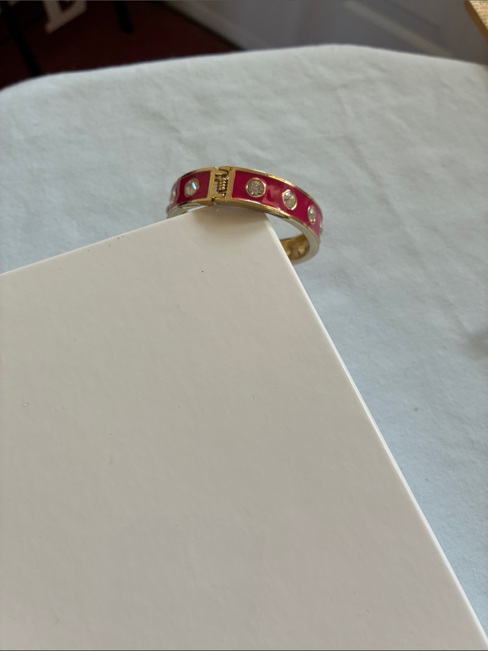 Possible kate spade Hot Pink Enamel Crystal-Stud Bangle - Picture 3 of 6